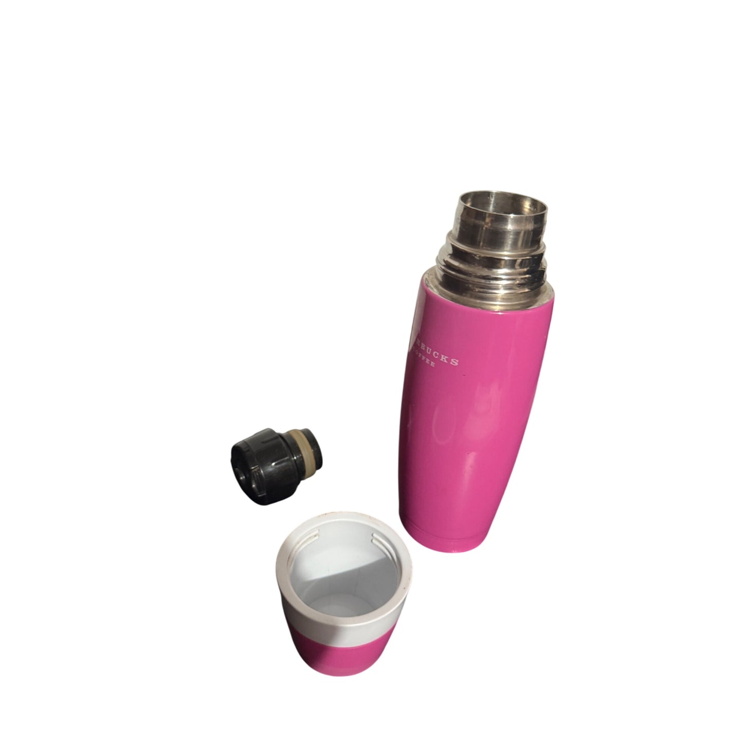 (Preowned) Starbucks 16oz Stainless Steel Thermos Bullet Barista Travel Pink White 2006