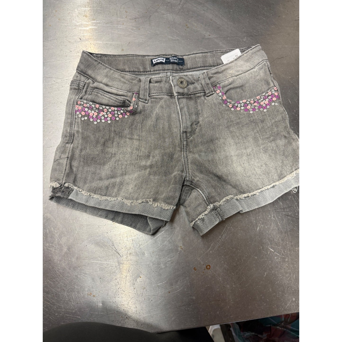 Levis Denim Shorty Shorts Womens 8 Cute Daisey Dukes Booty Light Wash Stretch ( Preowned )